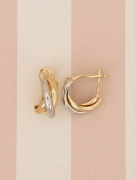 Złote kolczyki 585 trójkolorowe przeplatane koła z angielskim zapięciem