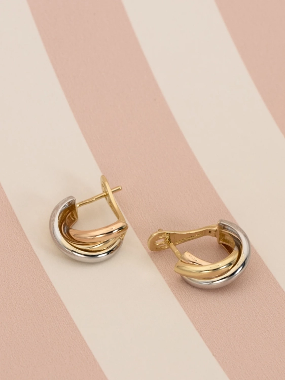 Kolczyki z żółtego, białego i różowego złota próby 585 Coomi