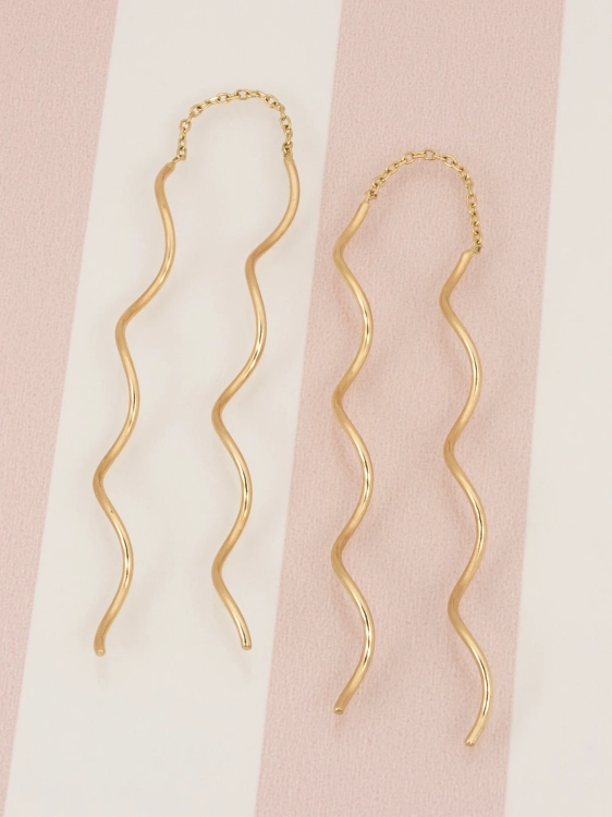 Złote kolczyki 585 spirala przeciągane modne piękne