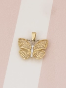 Złota zawieszka 585 ażurowy motylek z białym złotem widok z przodu