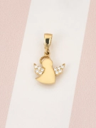 Złota zawieszka 585 aniołek z cyrkoniami - widok z przodu