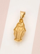 Złota zawieszka 585 Matka Boska cała postać z białym złotem - widok z tyłu