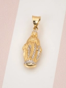 Złota zawieszka 585 Matka Boska cała postać z białym złotem - widok z przodu