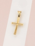 Złoty krzyżyk 585 z białym złotem delikatny i nowoczesny - widok z tyłu