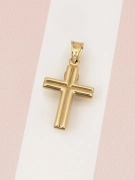 Złoty krzyżyk 585 z białym złotem solidny - widok z tyłu